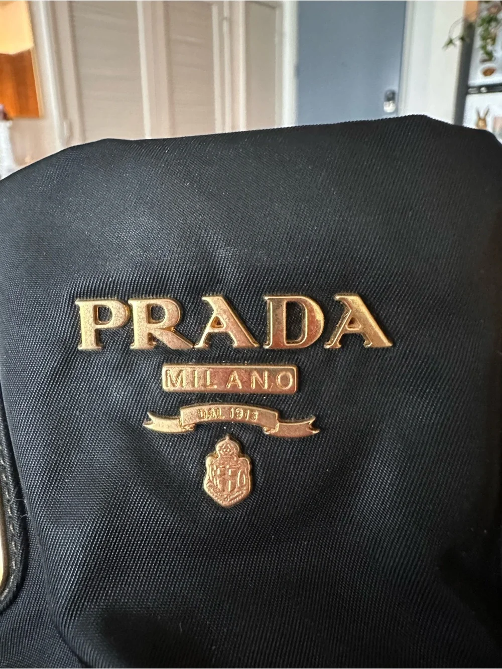 Prada Black Nylon Tessuto Shoulder Bag Satchel Gold Hardware